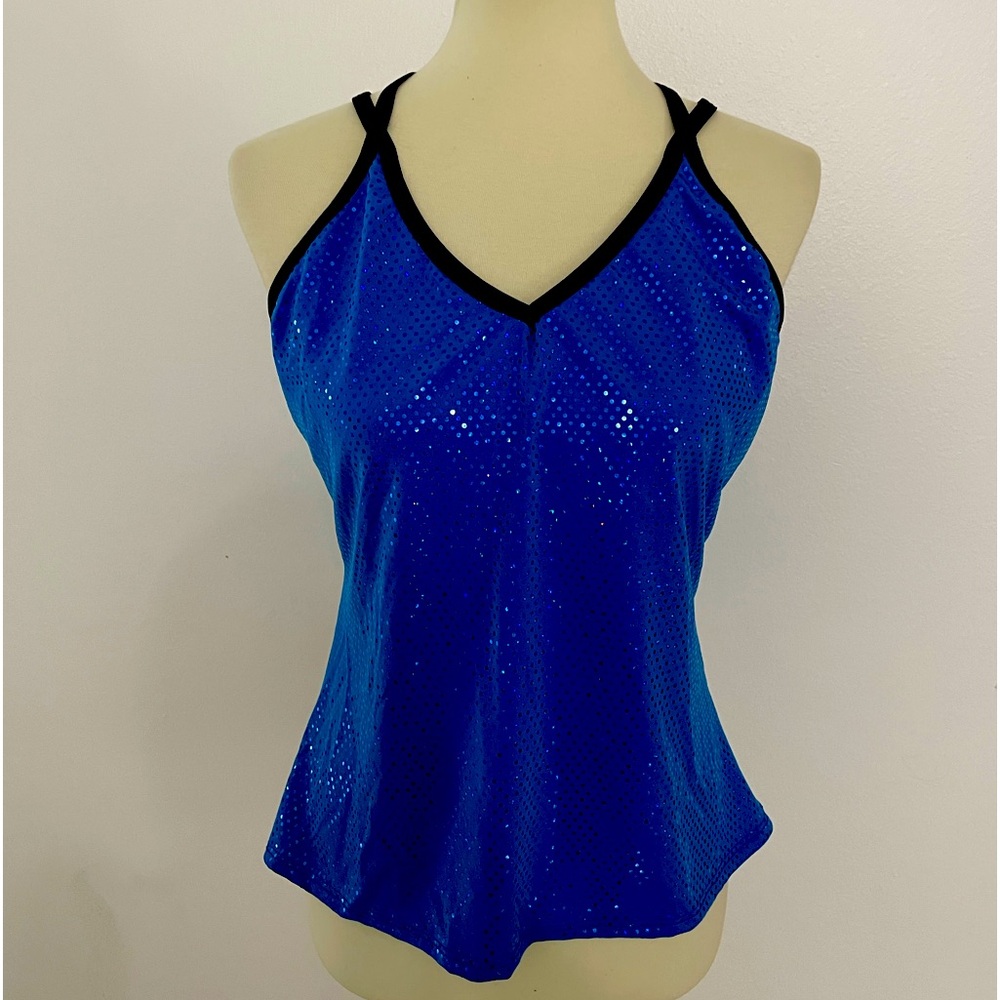 Leo's Dancewear Cami‎ Top with Black Piping * Glittery Work Out * Size XL